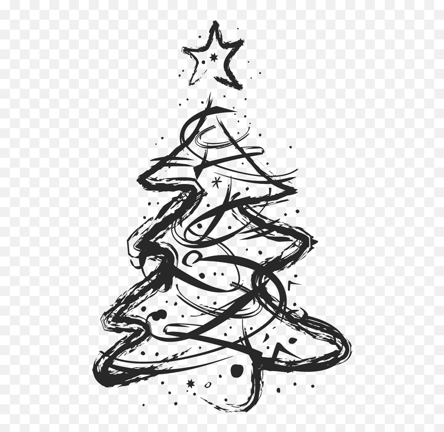 Sketched Artistic Christmas Tree Stamp - Christmas Tree Vector Emoji,Christmas Tree Emojis