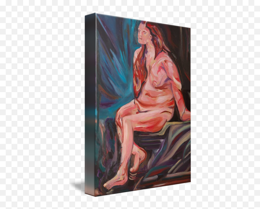 Sitting Nude By D Loren Champlin - Art Model Emoji,Contemporary Art Portrait Emotion