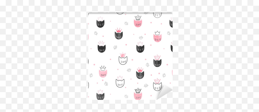 Seamless Princess Cats Pattern Vector Watercolor Background Emoji,Princess Cat Emoticon