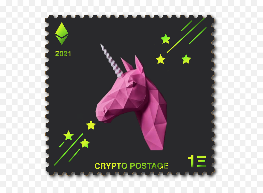 Unicorn On Matte Black 1 - Crypto Stamp Nft Cryptopostage Emoji,Emojis Of Unicorns