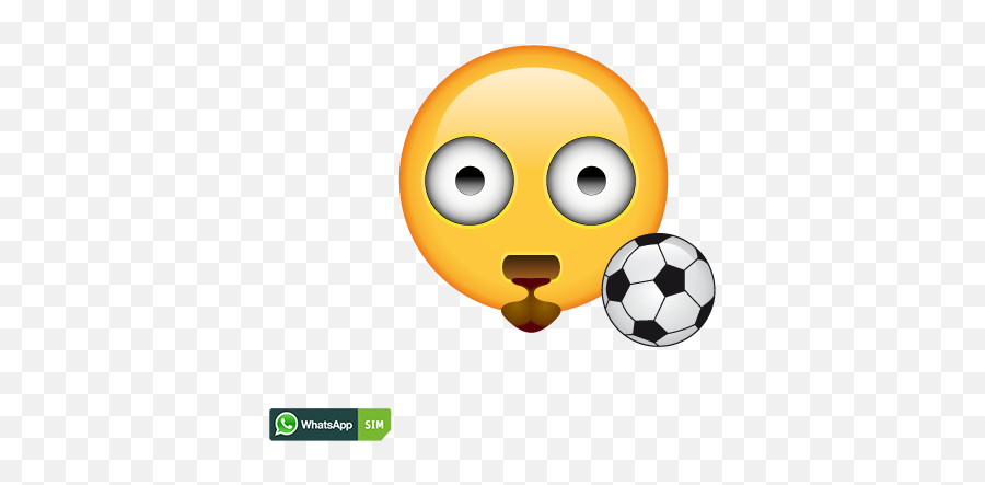 Erstauntes Emoticon Mit Breitem Mund Und Fußball Whatsapp - For Soccer Emoji,Soccer Emoticons