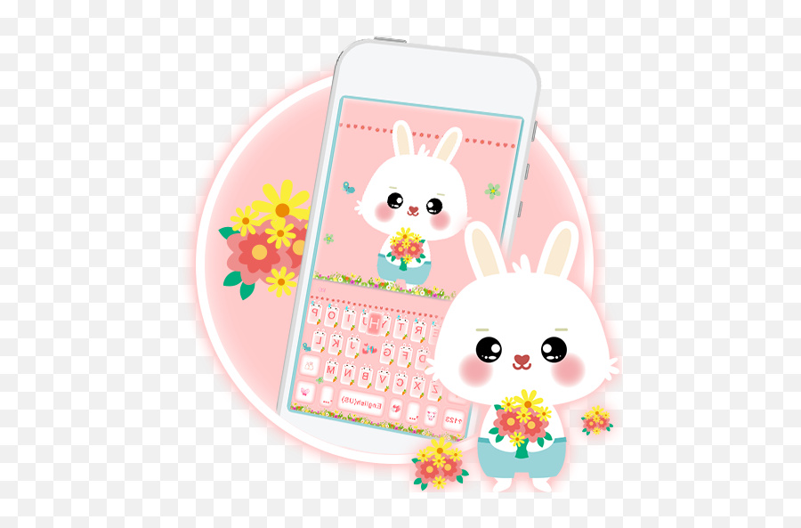 Pink Lovely Bunny Keyboard Theme - Apps En Google Play Girly Emoji,Emoticons Coelho
