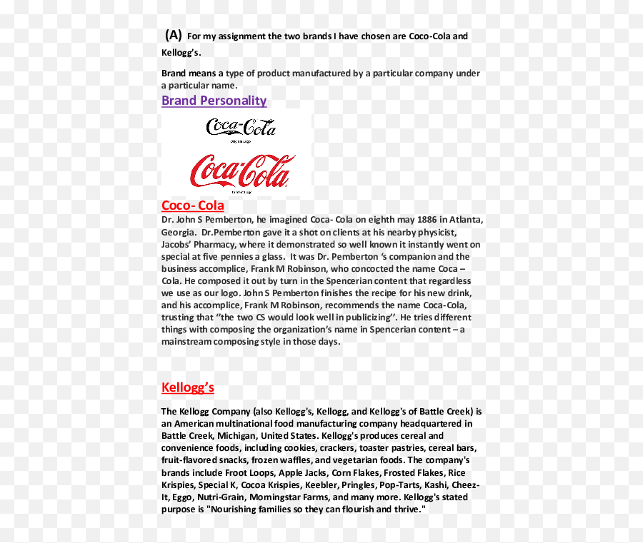 Doc A For My Assignment The Two Brands I Have Chosen Are - Coca Cola 5 By 20 Emoji,Thums Up Emotions