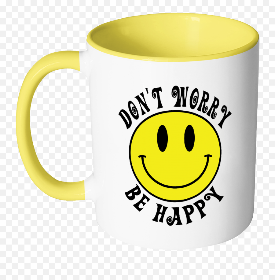 Retro Donu0027t Worry Be Happy Smiley Face Color Accent Coffee - Serveware Emoji,Don't Know Emoticon