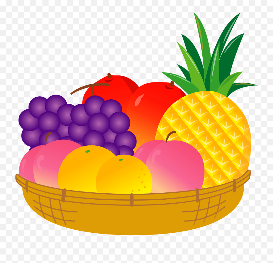 Fruit In A Basket Clipart - Clipart Fruits In A Basket Emoji,Pineapple Emoji Hat