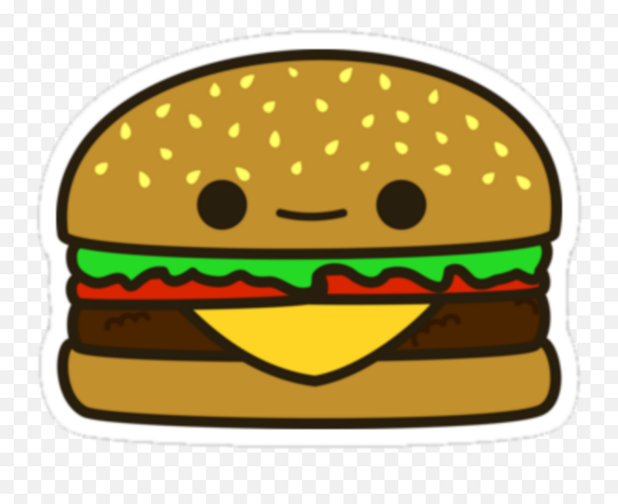 Kawaii Hamburger Food Foods Sticker - Kawaii Burger Emoji,How To Make Burger King In Emoji Form