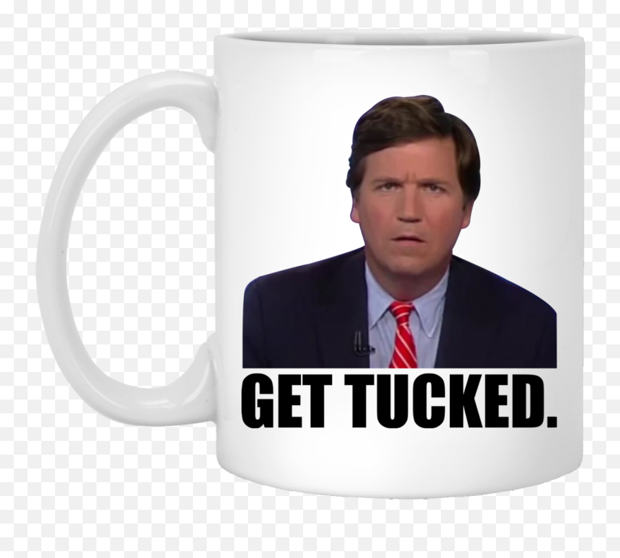 Tucker Carlson Get Tucked Mugs - Greenhopper Emoji,Tucker Carlson Emotion