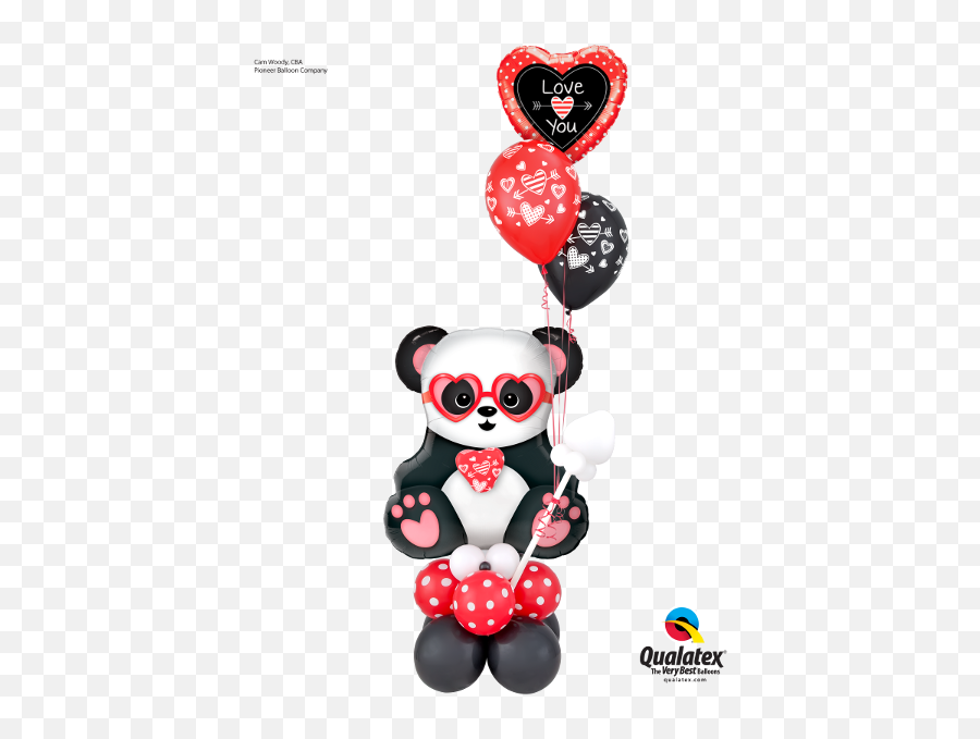 King Of Valentineu2019s 1 Large Panda Bear 1 Foil 16 Latex - 16 Panda Balloon Bouquet Emoji,Giant Heart Made Of Emojis