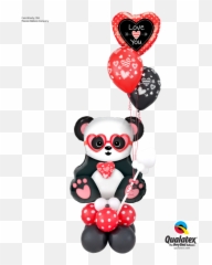 King Of Valentineu2019s 1 Large Panda Bear 1 Foil 16 Latex - 16 Panda Balloon Bouquet Emoji,Giant Heart Made Of Emojis