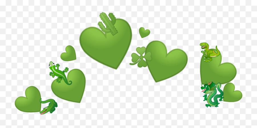Hearts Emoji Heart Crown Sticker - Heart Emojis Crown Green,Green Heart Emoji Png