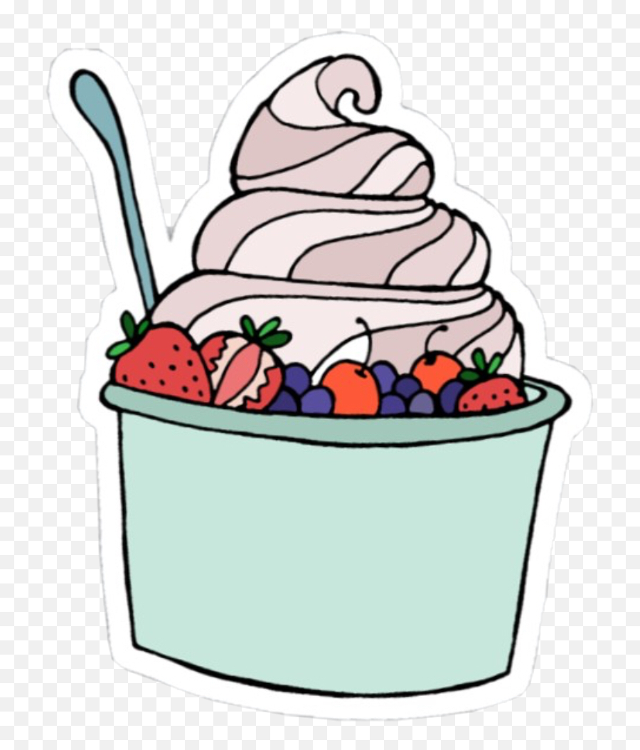 Frozen Yogurt Berries Sticker - Clear Background Frozen Yogurt Sticker Emoji,Frozen Yogurt Emoji