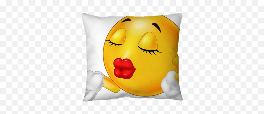 Emoticon Smiley Blowing A Kiss Pillow - Happy Emoji,Blowing Kiss Emoticon