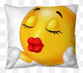 Emoticon Smiley Blowing A Kiss Pillow - Happy Emoji,Blowing Kiss Emoticon