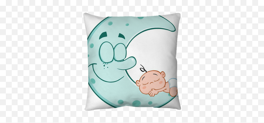 Cute Baby Boy Sleeps On Blue Moon - Moon With Sleeping Baby Png Emoji,Emoticon Character Plush Accent Pillow
