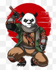 Panda Bear Ninja Samurai Greeting Card Emoji,Panda Emoticon Face Character Print Tank Top