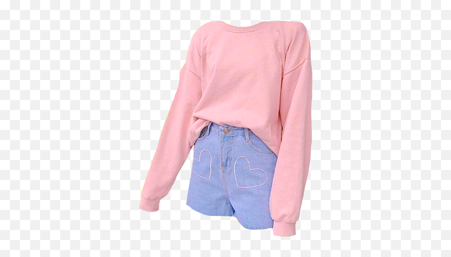 Korean Cute Kawaii Pink Outfit Girly Sticker By Kayes - Long Sleeve Emoji,Emoji Crop Top Sweater