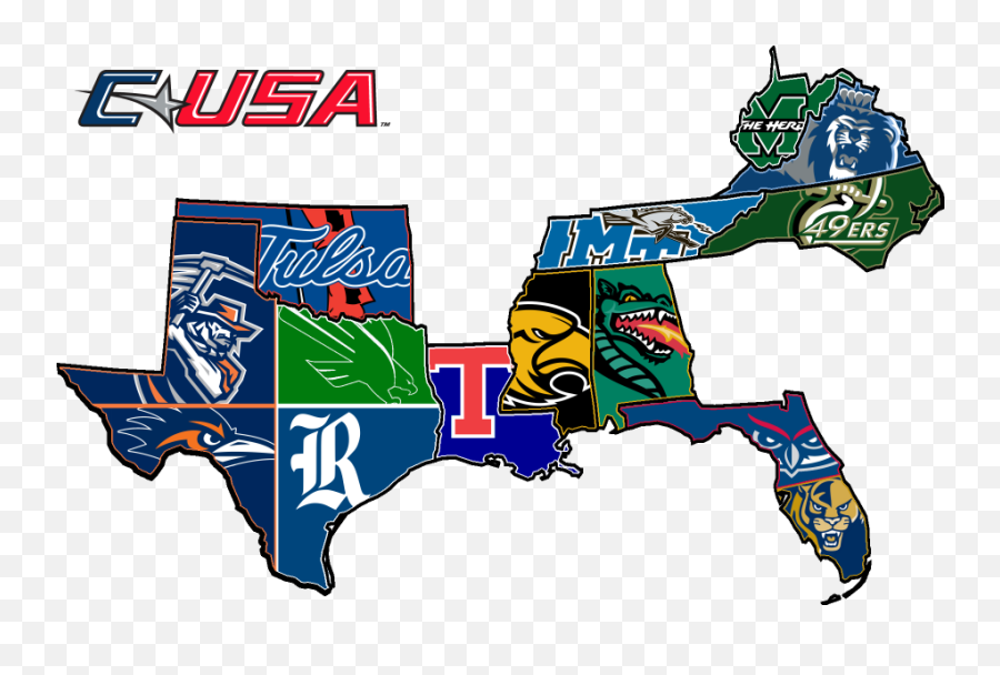 Cusa Map 112812 - Go Mean Green Fan Images Gomeangreencom College Football Conference Usa Map Emoji,49ers Emoji We Got These