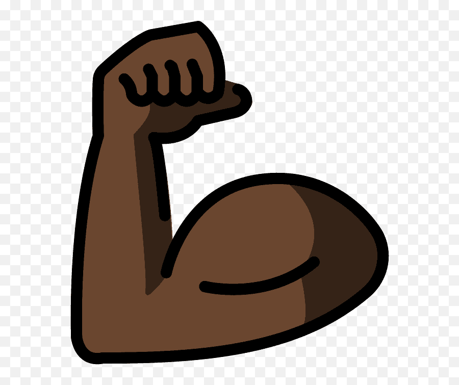 Dark Skin Tone Emoji - Black Flexing Arm Emoji,Flex Emoji
