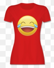 Statement Tränen Lachen Emoticon Damen Premium T - Shirt Rot Xxl Emoji,Emoticon Lachen