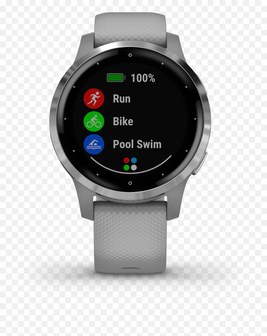 Garmin Vívoactive 4s - Garmin Vivoactive 4s Silver With Grey Band Emoji,Emotion Gray Silicone Smartwatch
