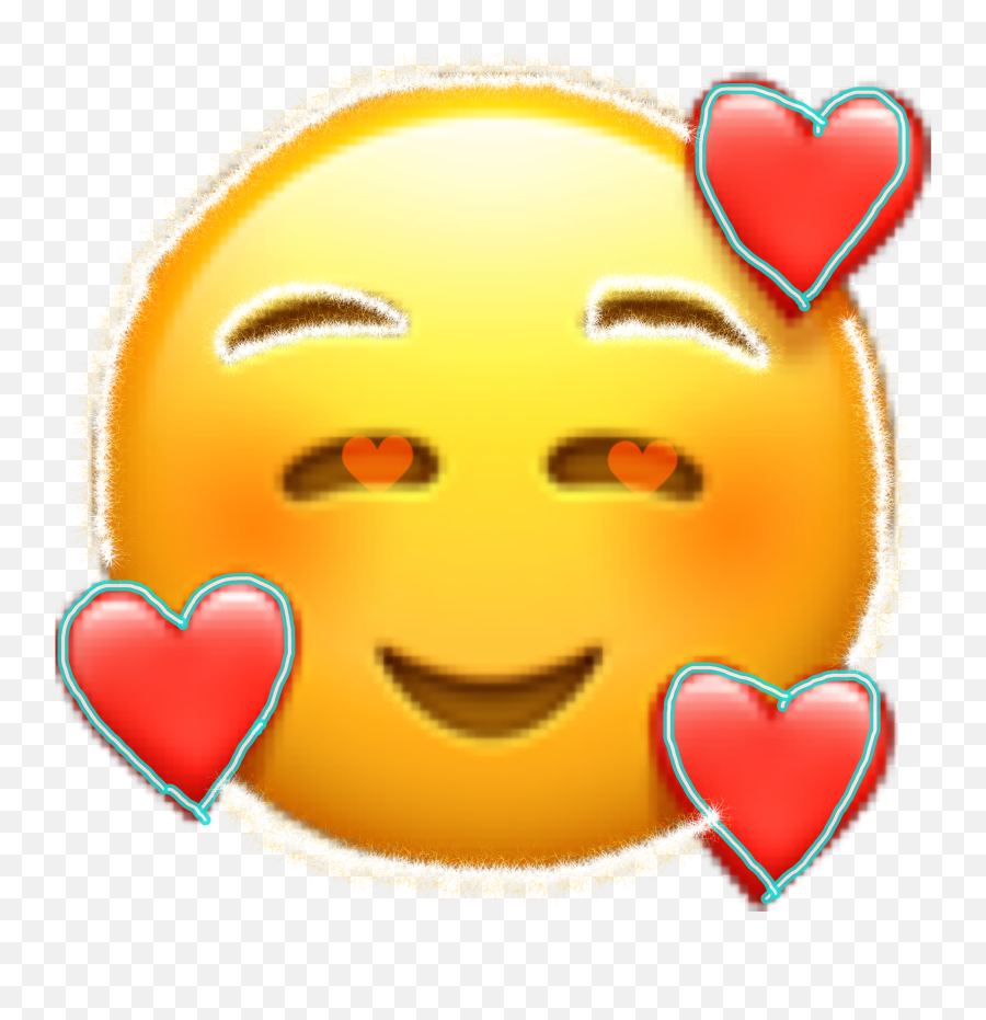 Corazones Emojis Sticker By - Blushing Emoji With Hearts,Stikers Emojis Corazones