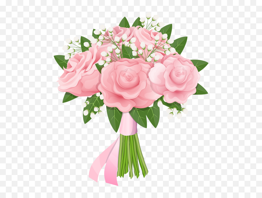 Rose Bouquet Free Png Clip Art Image - Transparent Pink Rose Bouquet Png Emoji,Boquet Emoji
