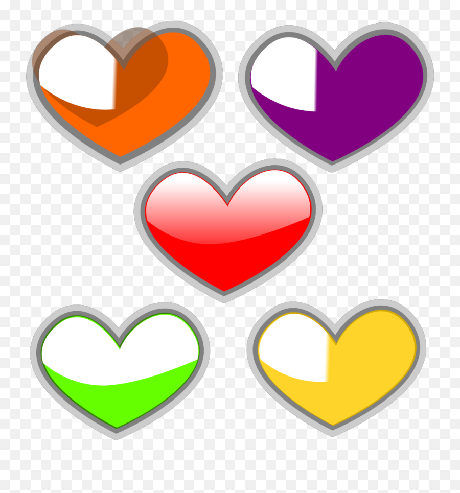 Hearts - Multicoloredglossy Png Svg Clip Art For Web Starbucks Emoji,Yoshi Emoticons