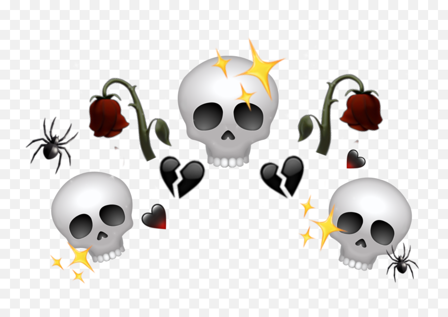 Skull Roses Aesthetic Emoji Crown - Creepy,Skull Emoji