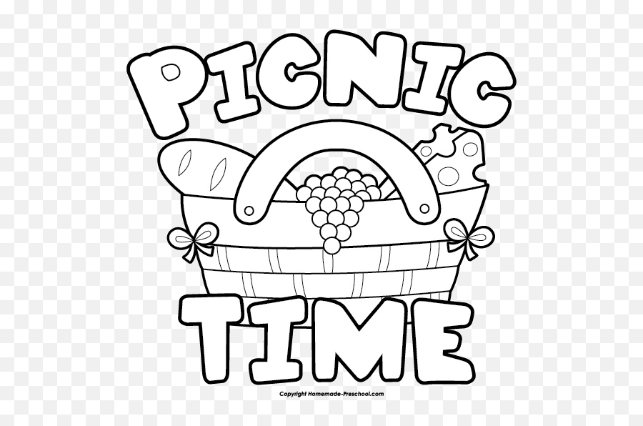 Park Picnic Basket Clipart - Clipartix Summer Picnic Clipart Black And White Emoji,Picnic Basket Emoji