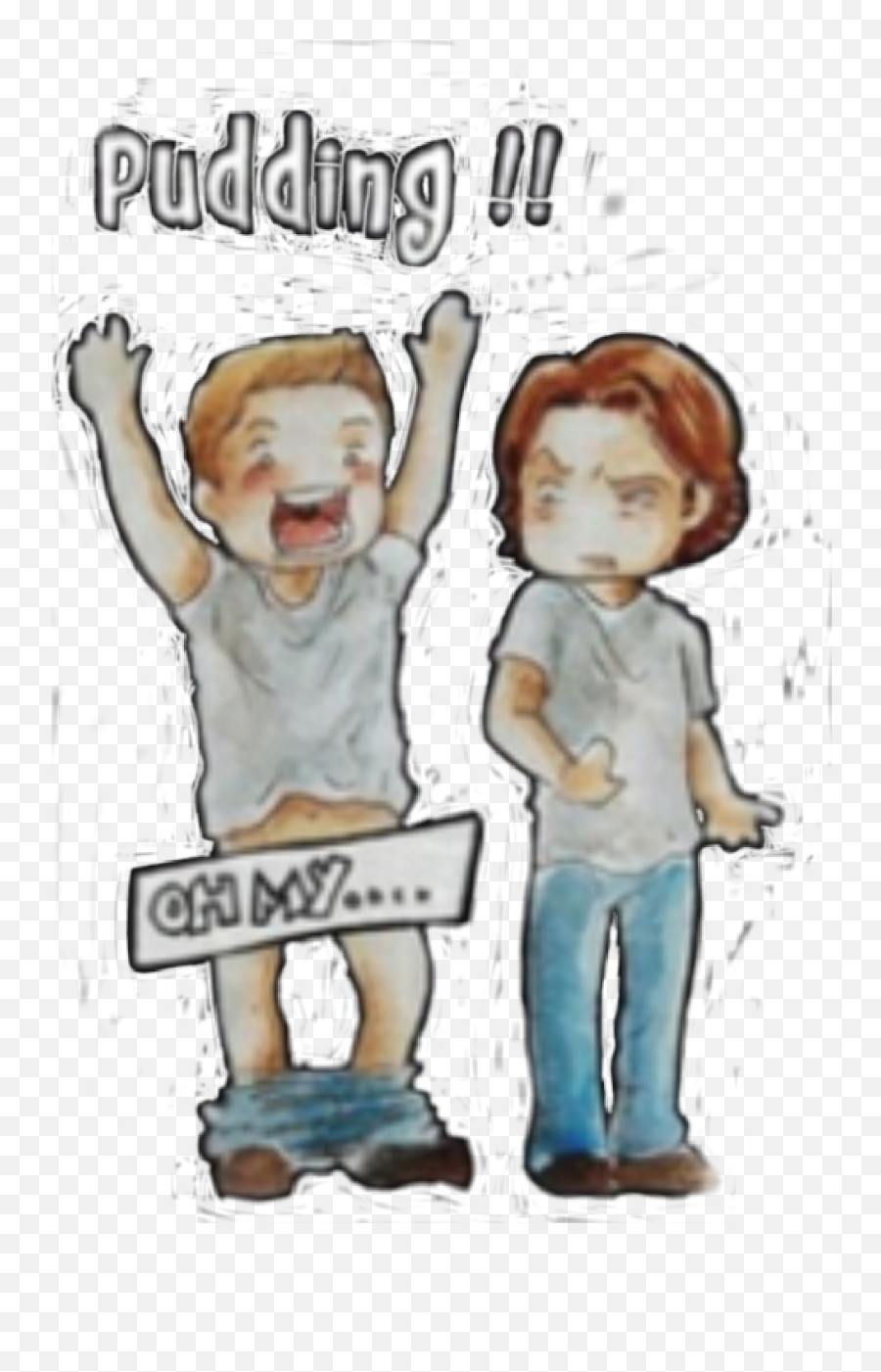 Spn Dean Sam Winchester Pudding Sticker - Sam Winchester Supernatural Pudding Emoji,Emojis That Represent Sam Winchester