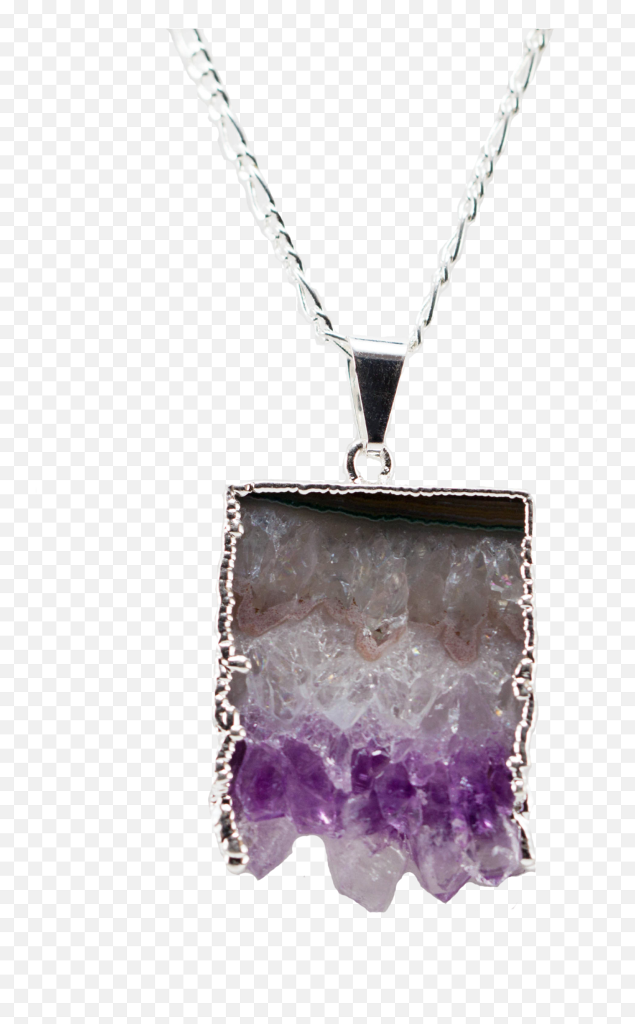 Amethyst Horizontal Slice Necklace - Solid Emoji,Necklace For Emotions