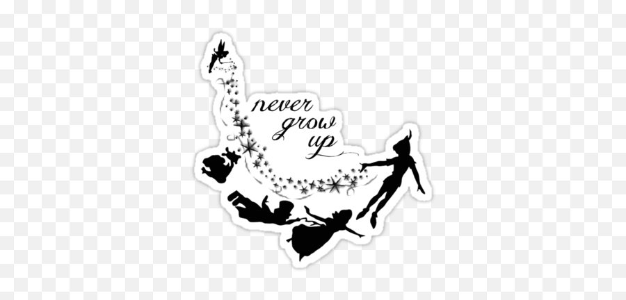 Peter Pan Never Grow Up Sticker By Sweetsisters Peter - Peter Pan Silhouette Emoji,Reason And Emotion Quotes