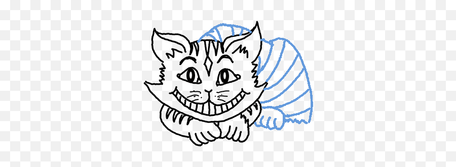 How To Draw A Cheshire Cat Emoji,Emoji Cat With Ball Of Yarn In Mouth Wagging Tail