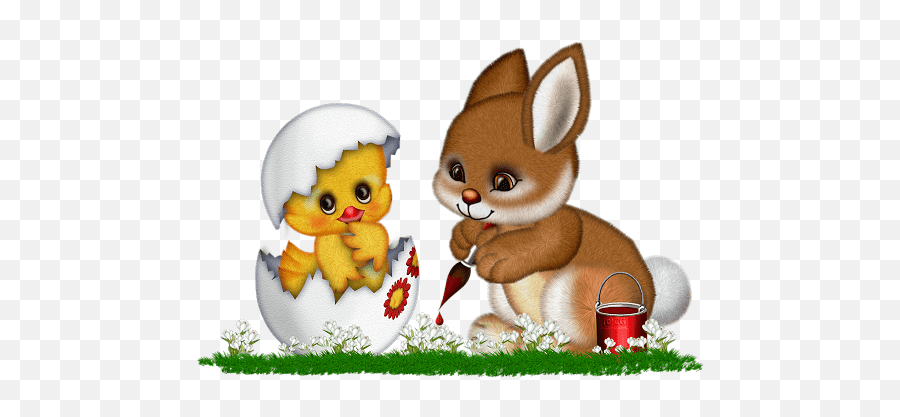 Easter Bunny And Chicken Clipart Png - Paques Gifs Animés Gratuits Emoji,Bunny Emoji