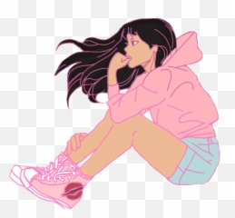 Art Girl Thinking Sketch Doodle Pink Sticker By Bea - For Women Emoji,Anime Girl Thinking Emoji