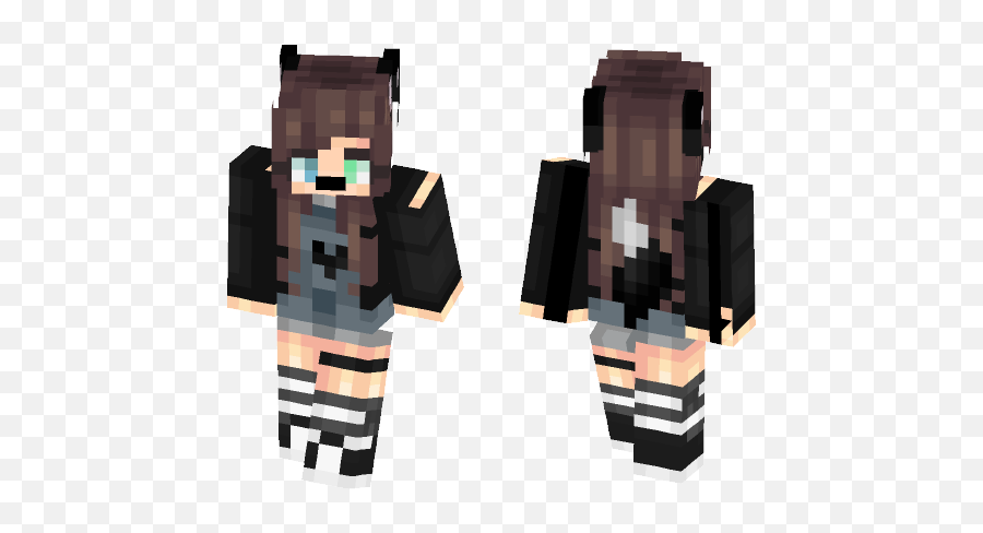 Download Girl Twin - Anime Ender Girl Minecraft Skin Emoji,Deathstroke Emoji