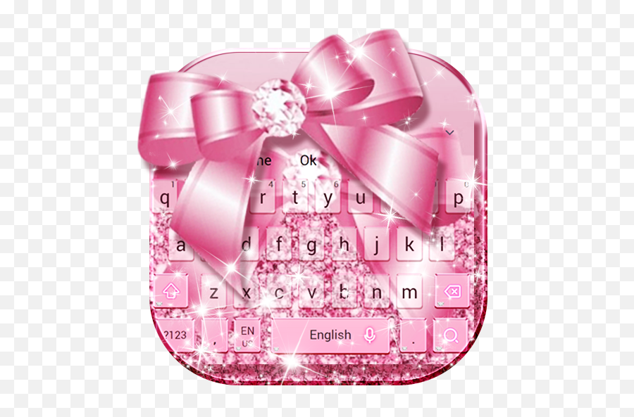Download Pink Glitter Diamond Bowknot Keyboard Theme On Pc - Girly Emoji,Sparkly Emoticons