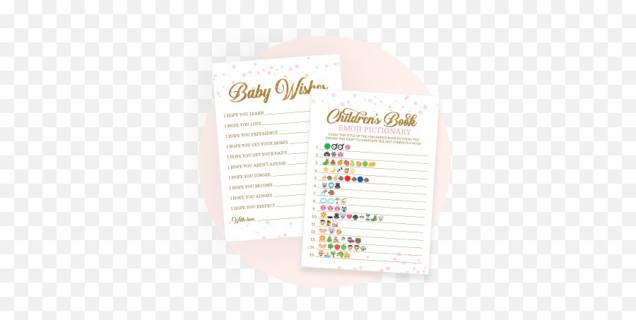 Pink Polka Hello Baby Paperie - Baby Books Emoji Game,Wedding Emoji Pictionary