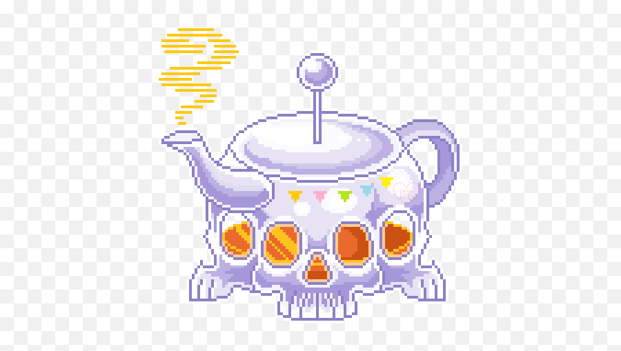 Halloween Tea Coffee Pixel Sticker By Goosebumpsbitch - Lid Emoji,Kawaii Tea Set Emoji