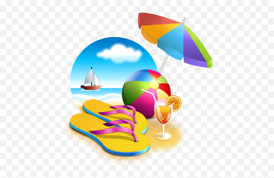 Beach Umbrella Sandals Sticker - Transparent Background Vacation Clipart Emoji,Beach Umbrella Emoji