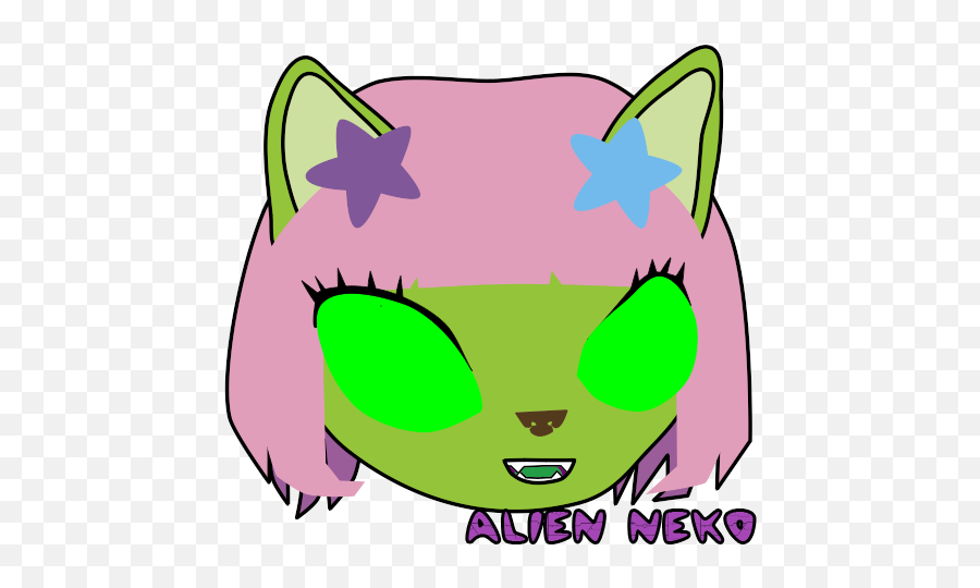 Alien Neko Free Emojistickerssmileysemoticons For Line - Neko,2 In The Pink Emoji