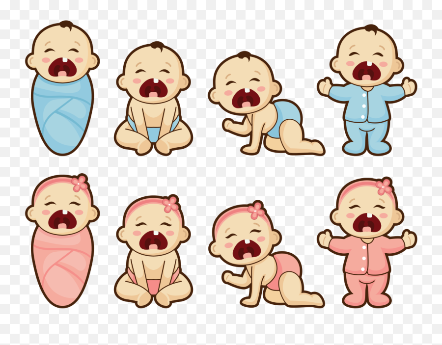 Crying Baby Cartoon Vector - Baby Cartoon Emoji,Cartoon Face Emotions