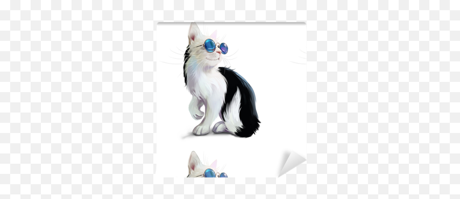 Wallpaper Black And White Cat With Glasses - Pixershk Emoji,Custom Cat Emoji