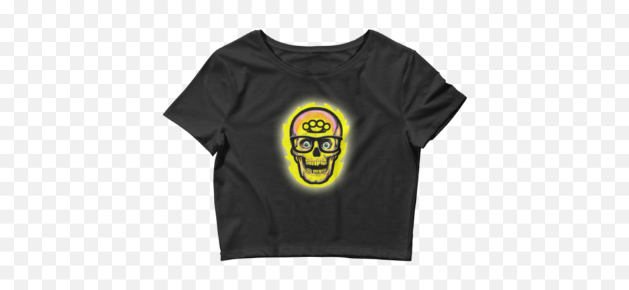 Screaming Skull Crop Tee Brass Knuckles Wrestling Shop Emoji,Skull Emoticonm