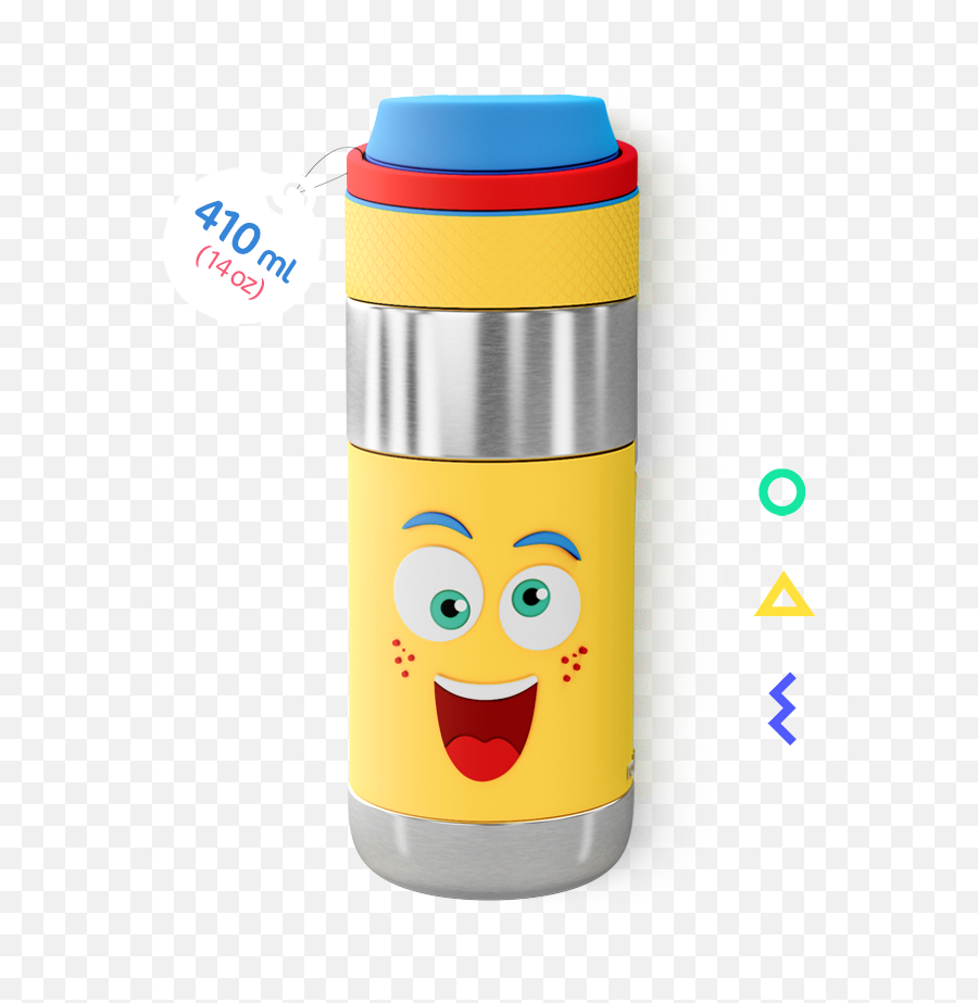 Essential Combo Steel 1 Smash Kids School Bag 1 Stainless Steel Tumbler With Training Lid 1 Clean Lock Insulated Stainless Steel Bottle - Happy Emoji,Vacuum Emoticon