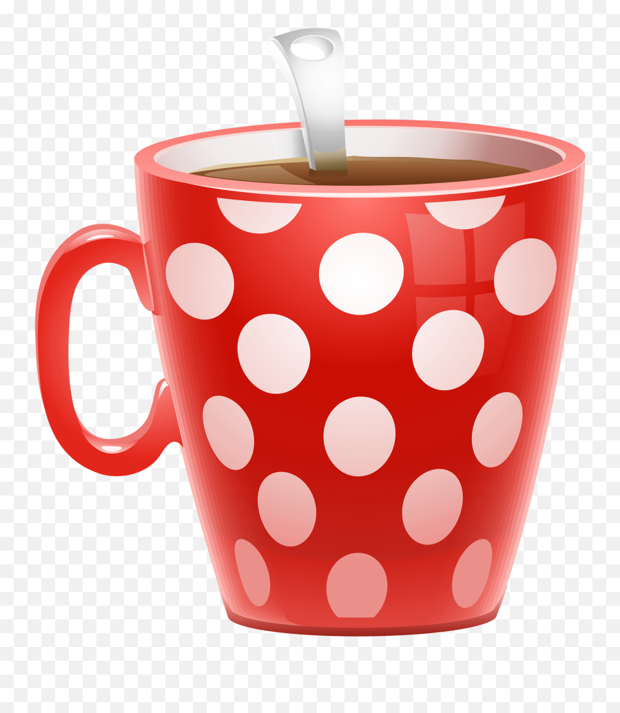 Red Dotted Coffee Cup Png Clipart - Whatsapp Happy Wednesday Good Morning Emoji,Emoticons Coffee Cup