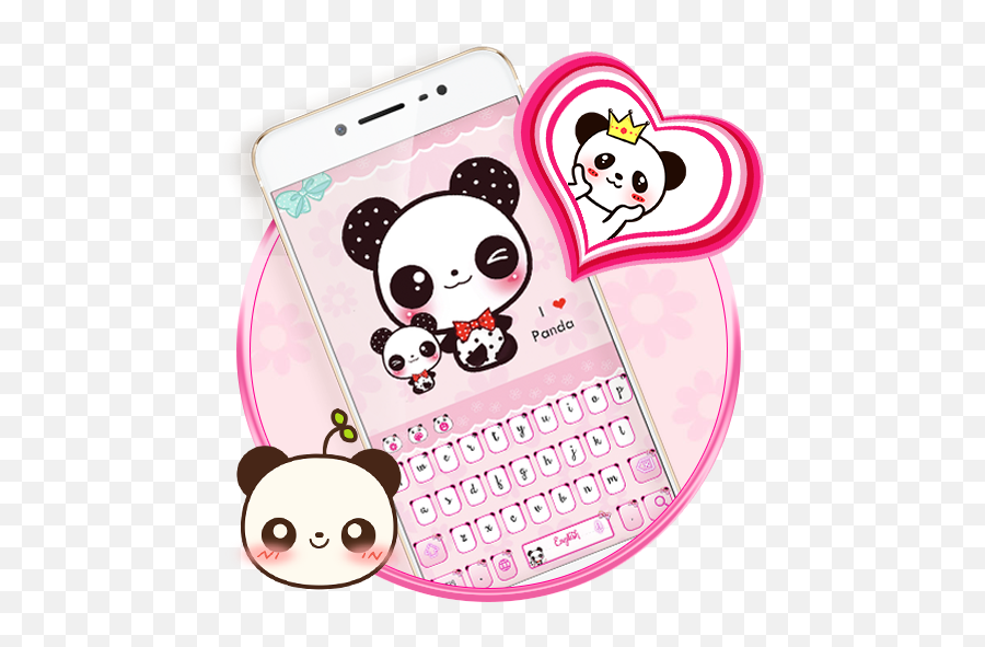Download Pink Cute Panda Keyboard Theme - Smartphone Emoji,Emoji Keyboard For Galaxy S7