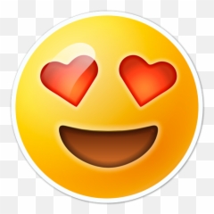 Sticker Smiley Eyes Heart Shaped - Emoticone Yeux En Coeur Emoji,Heart Eye Emoji