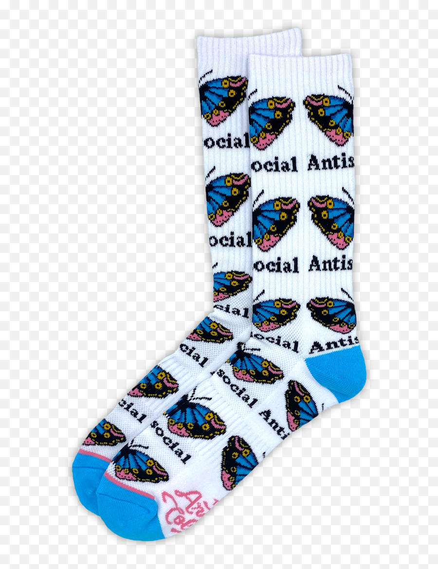Antisocial Butterfly Socks U2013 Stickiebanditscom - Girly Emoji,Christmas Stocking Emoticon