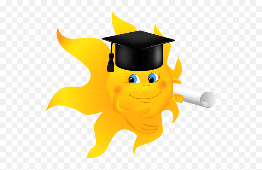 Sun With Diploma Png Clipart Image - Sun With Graduation Cap Clipart Emoji,Emoji Graduation Pillow
